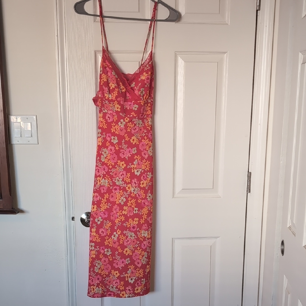 Express Vibrant Pink Floral Dress